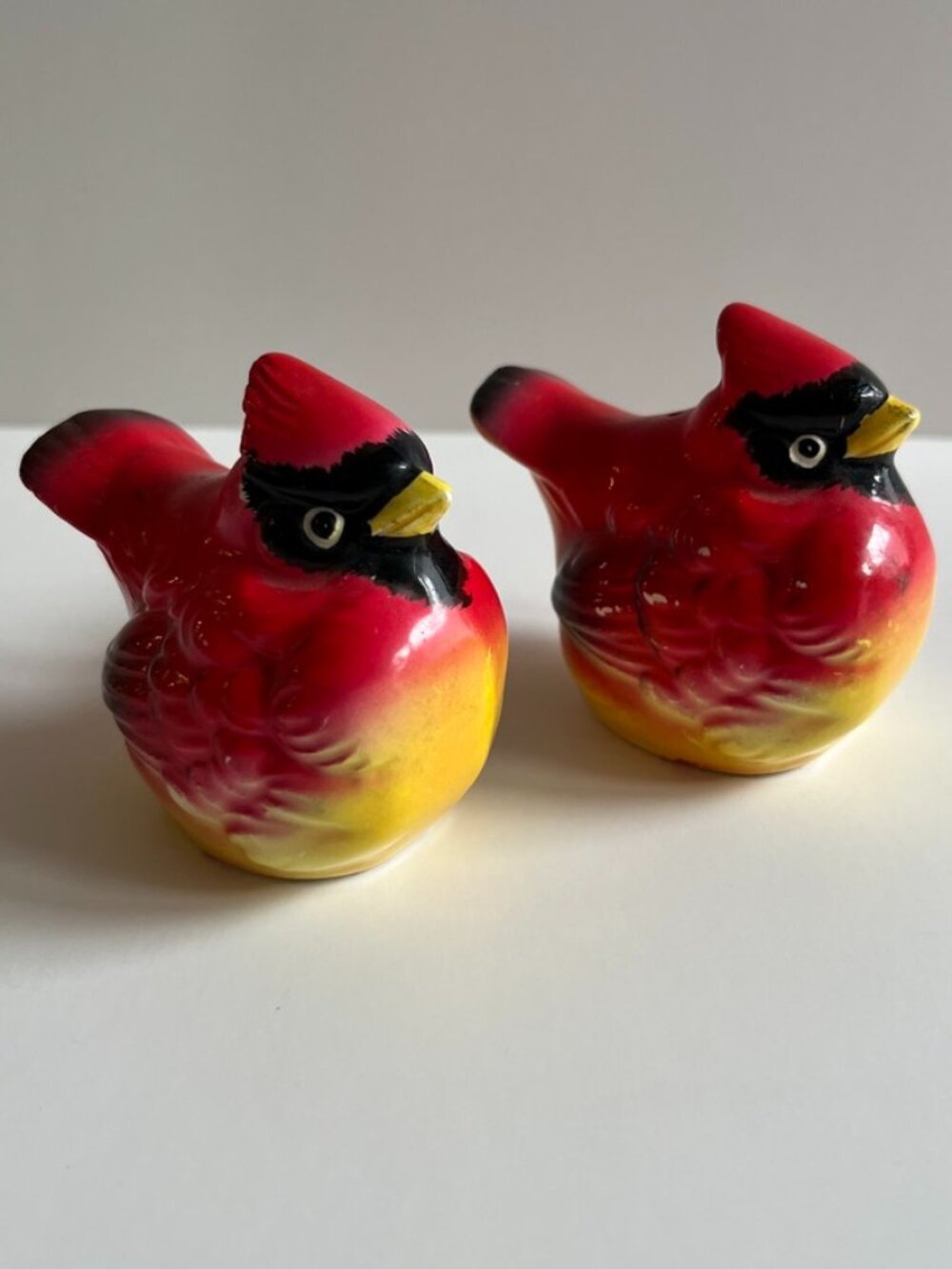 Vintage Made in Japan Ceramic Red Cardinal Salt and Pepper Shakers Retro Birds